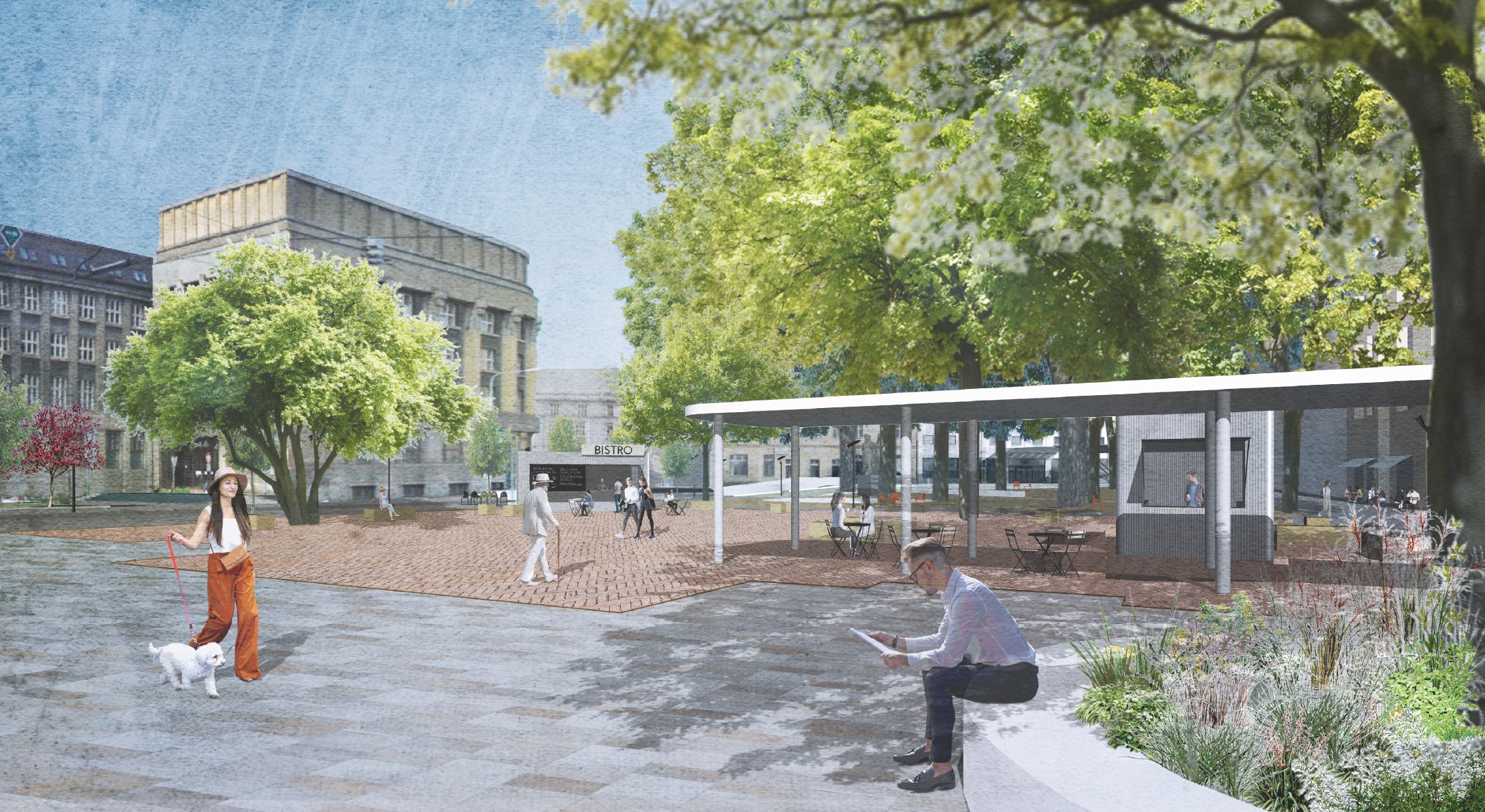Budoucnost „Benešáku" vypadá přibližně takto. Vizualizace: Soutěžní návrh kolektivu autorů Ing. arch. Jiřího Miky, Ing. arch. Martina Materny, Ing. arch. Markéty Káňové, Ing. arch. Petra Svobody, Ing. arch. Adély Kudlové a Ing. arch. Venduly Bažové.